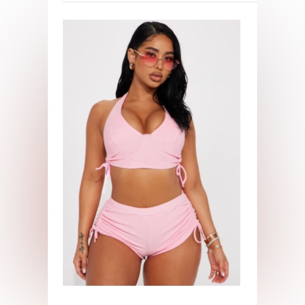 Sabrina Halter Terry 2 Piece Bikini -
Pink
1X